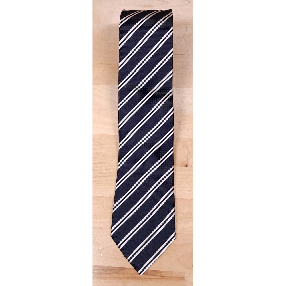 Haines & Bonner Silver Black Stripe‎ 100% Silk Modern NeckTie